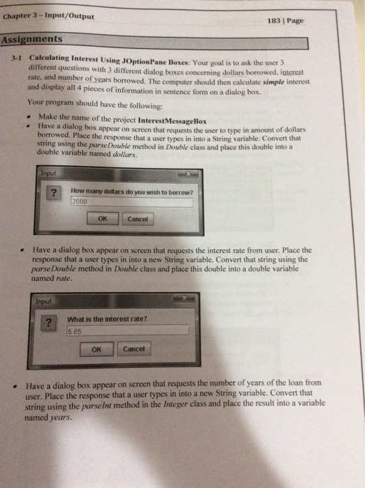  Please help! Answer doing all parts. Chapter 3 Input/output 183 Page