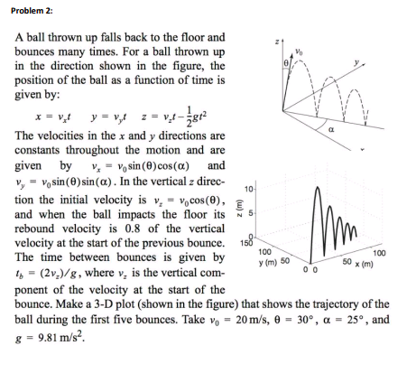  *** SOLVE USING MATLAB *** Problem 2 A ball thrown up