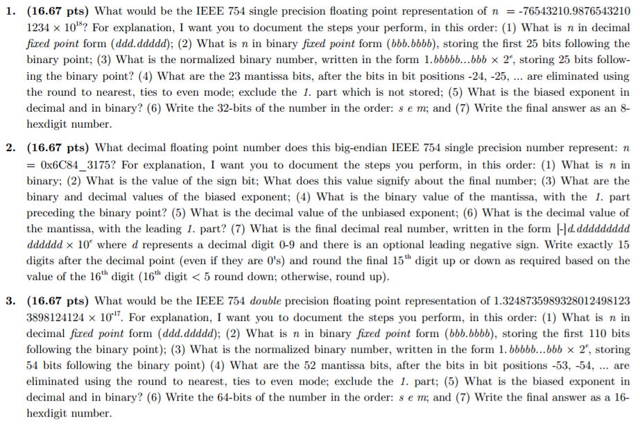  What would be the IEEE 754 single precision floating point representation