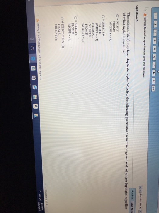 d WHERE (c, d) IN (SELECT a, b FROM R); O c