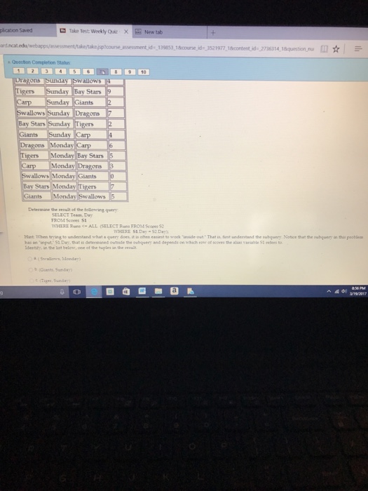 SELECT a FROM R O d SELECT c, d FROM RS WHERE