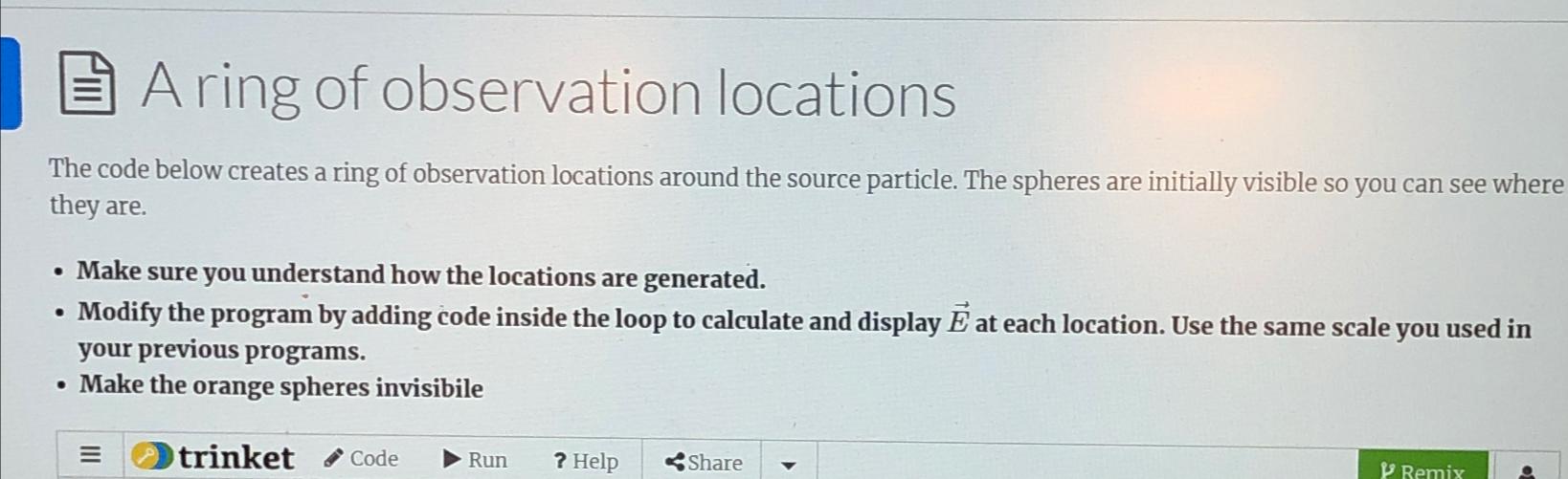  A ring of observation locations The code below creates a ring