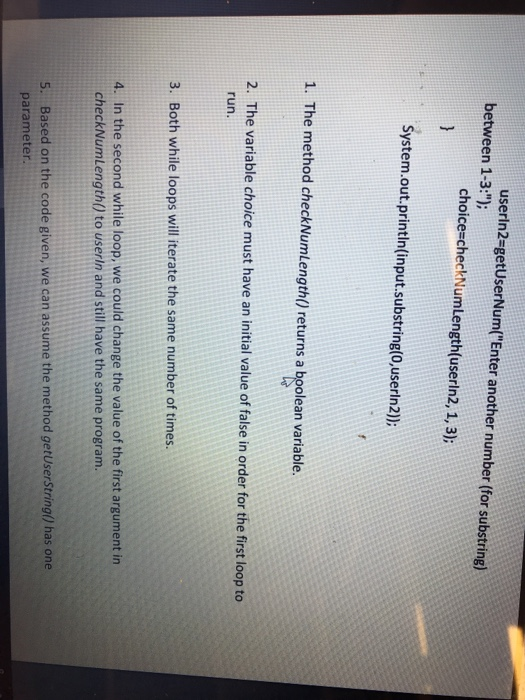 of working code, answer the true and false questions that follow. YOU