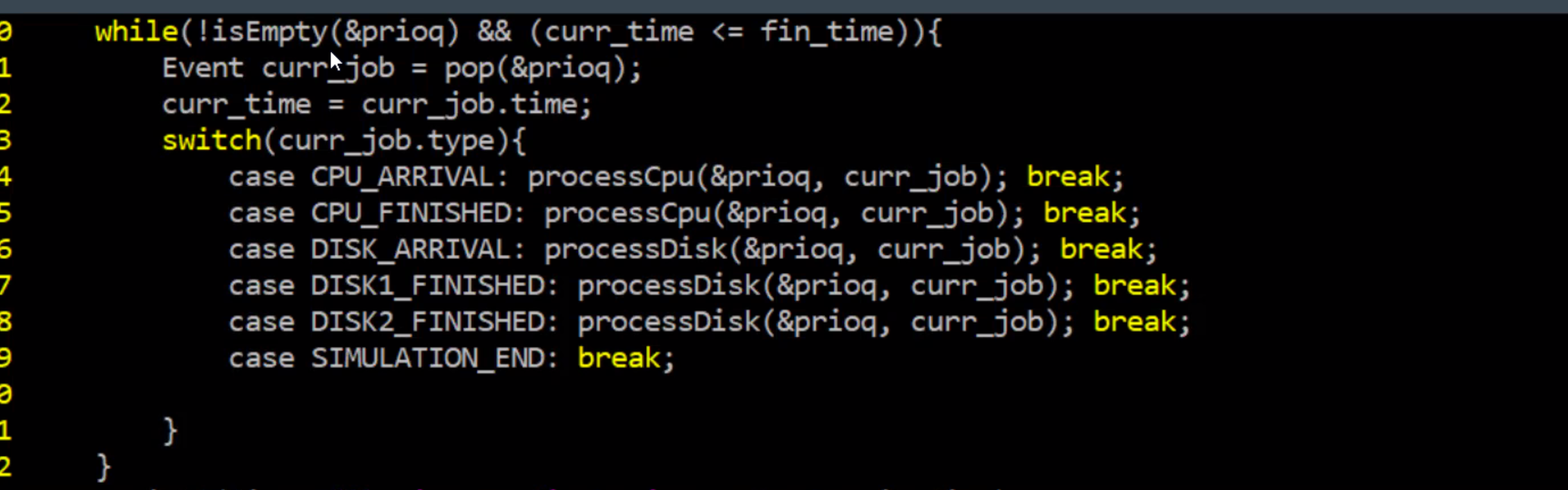Use c to wrote a simulation program. it must have read from