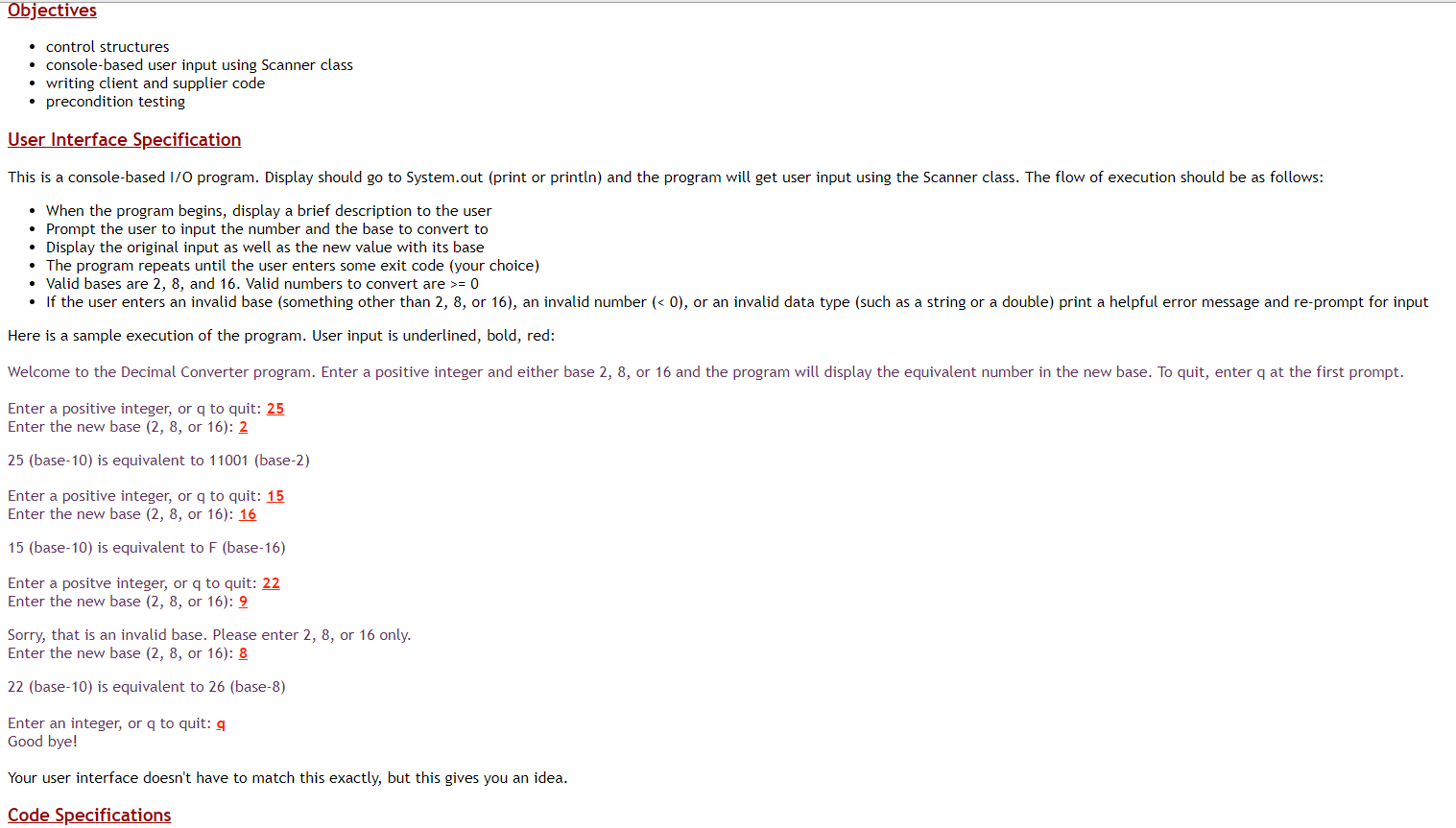  Objectives control structures console-based user input using Scanner class writing client