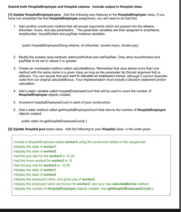 I need help finishing this java program Submit both HospitalEmployee and