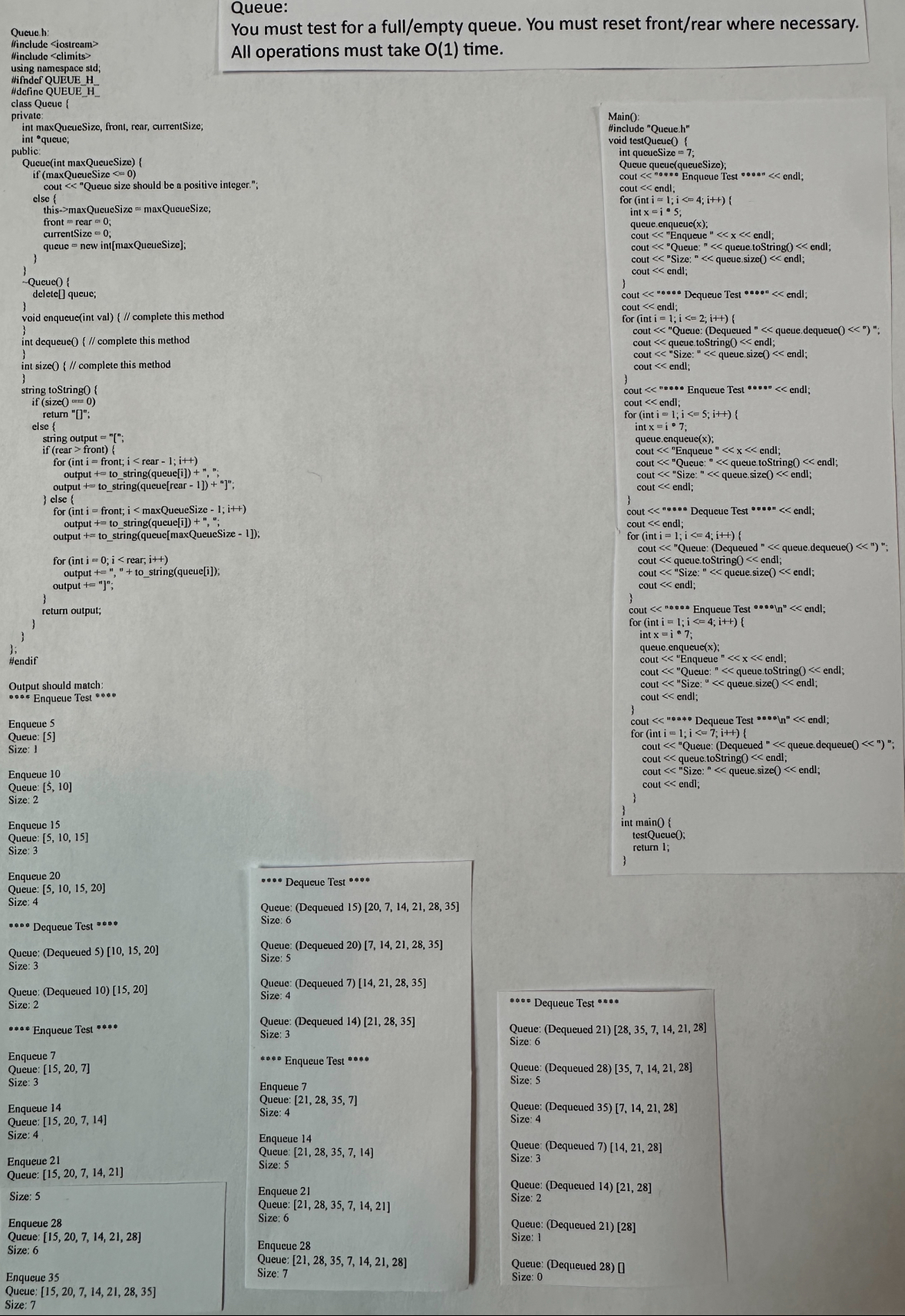 C++ Data Structures: Please complete the pictured Queue.h C++ code. Please