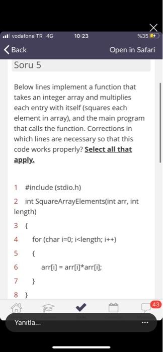  10:23 %35 E+ .. vodafone TR 4G Back Soru 5 Open