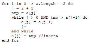 and insertion sort in Python by this pseudocode: Selection sort: Insertion sort: