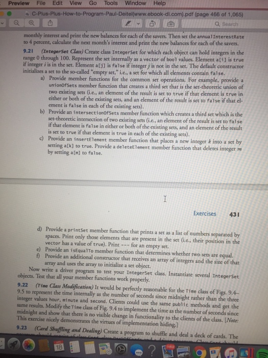  9.21 C++ Create class IntegerSet for which each object can hold