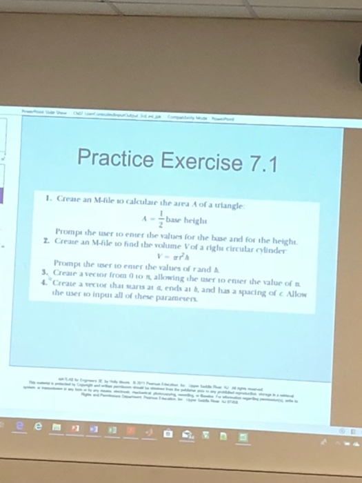 Done in MatLab Practice Exercise 7.1 Create an M-file so calcular
