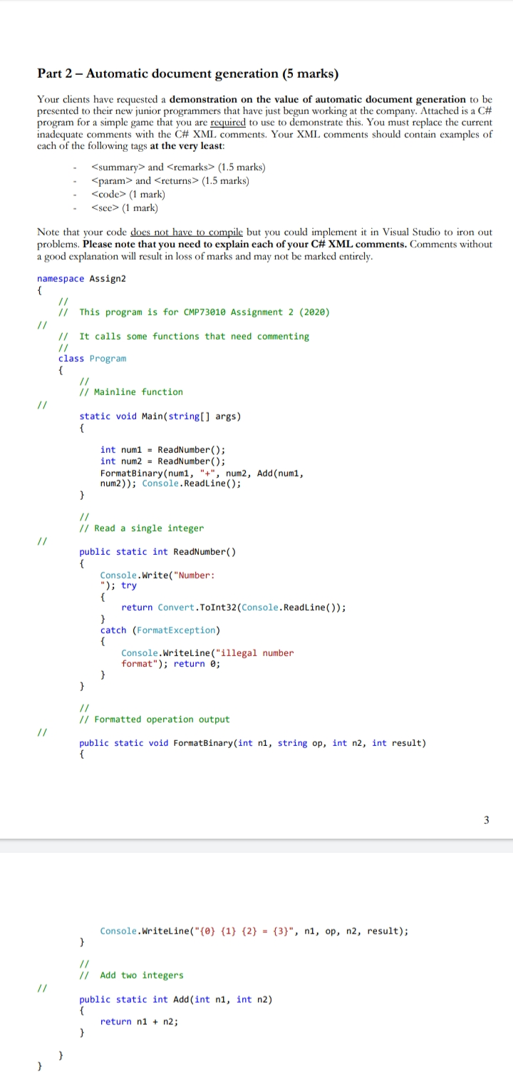  Part 2 - Automatic document generation (5 marks) Your clients have