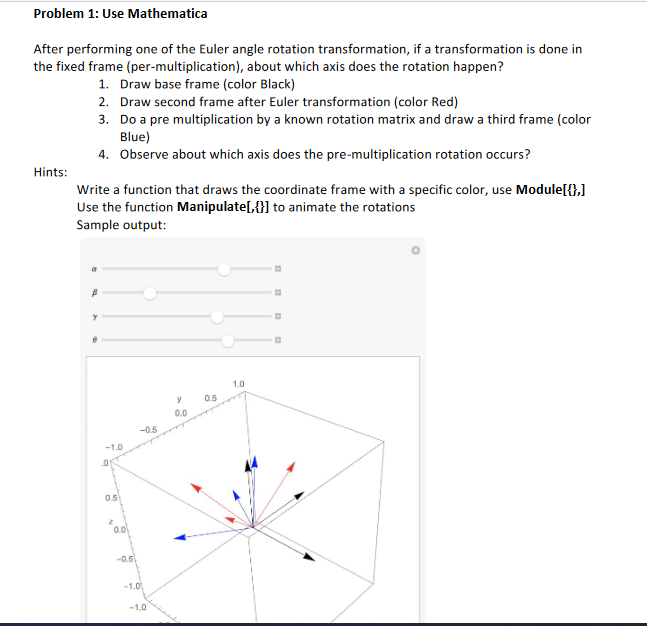  Problem 1: Use Mathematica After performing one of the Euler angle