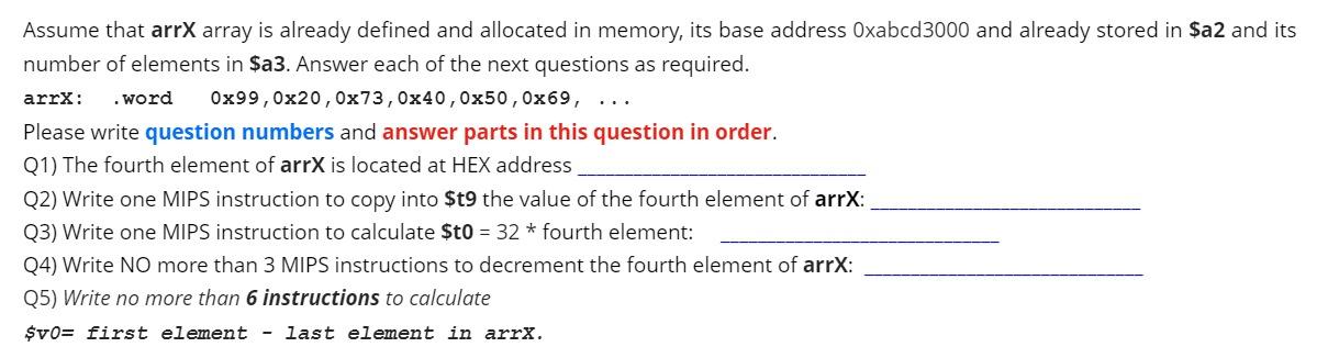  Assume that arrX array is already defined and allocated in memory,