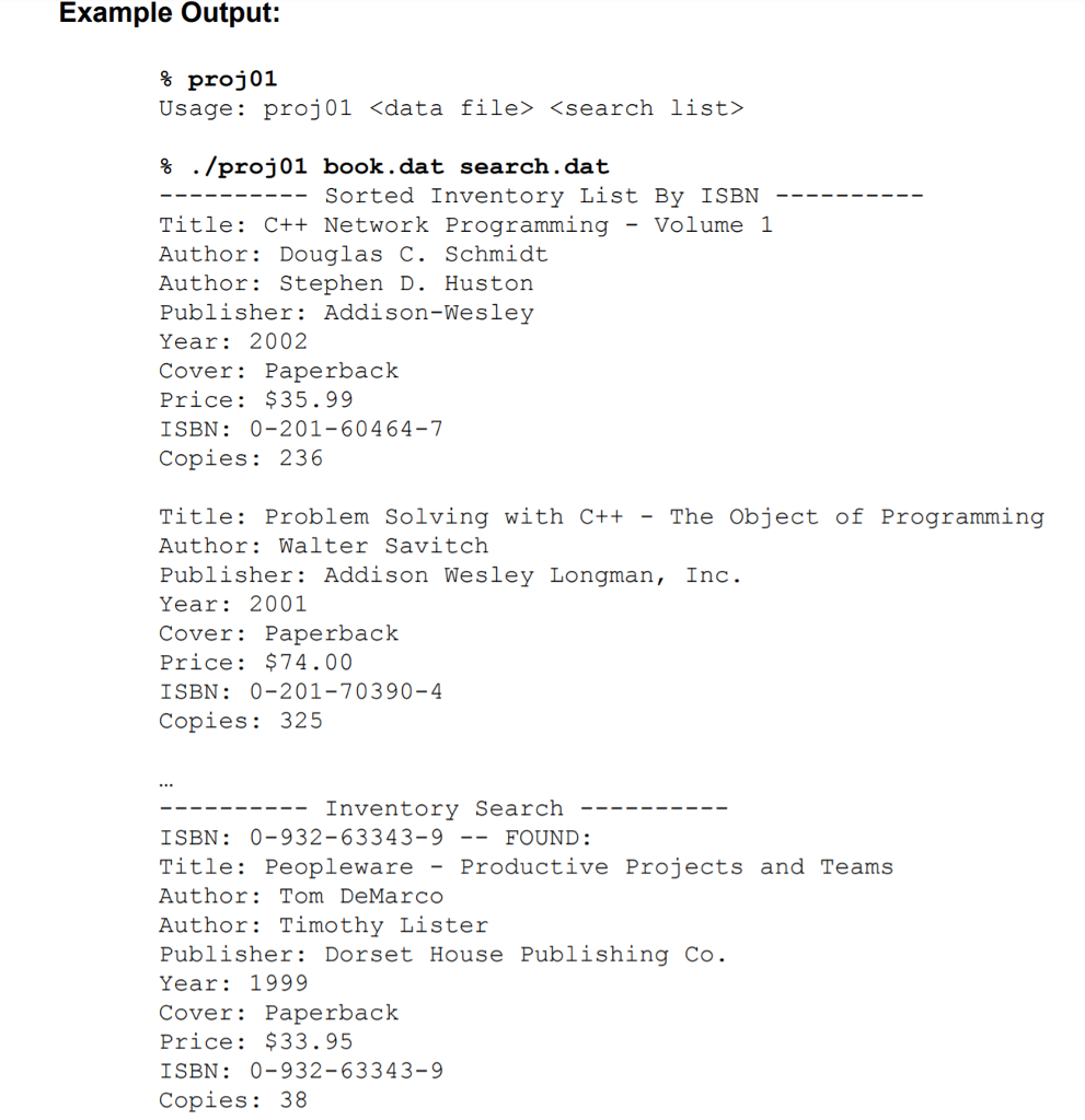 requires a minimum of two user-defined classes. A Book class, with the