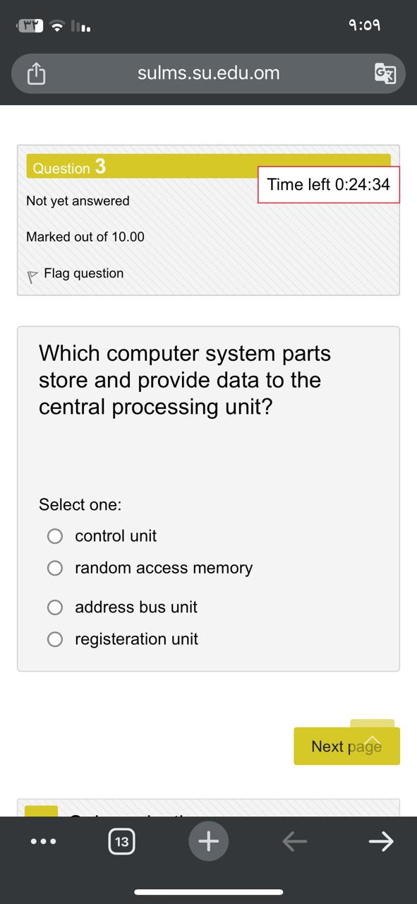  Which computer system parts store and provide data to the central