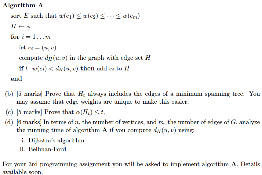weights, the minimum spanning tree T is the "cheapest" subgraph (both in