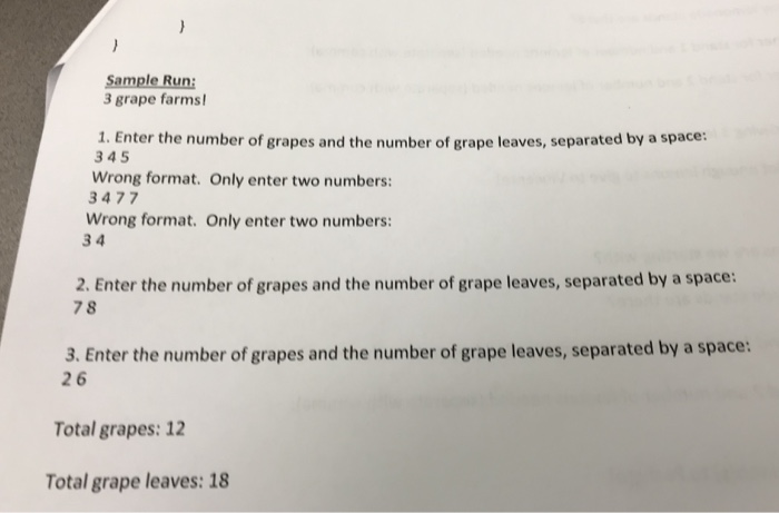 to take in the number of grapes and the number of grape