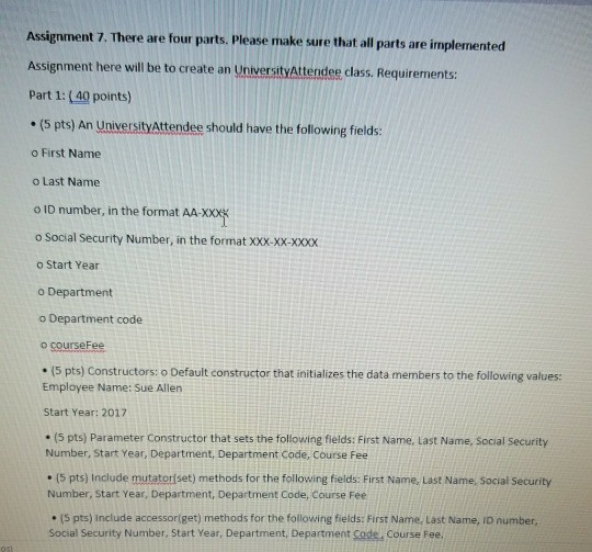  That is all I have for the java program. Assignment 7.