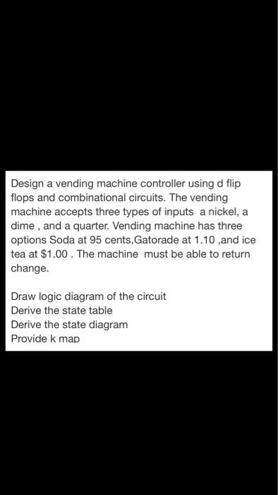  Design a vending machine controller using d flip flops and combinational