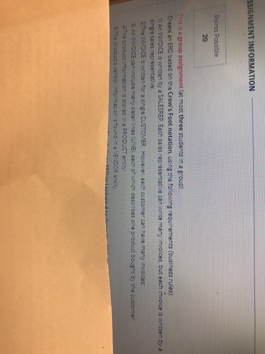  SSIGNMENT INFORMATION Points Possible 20 This is a group assignment (at