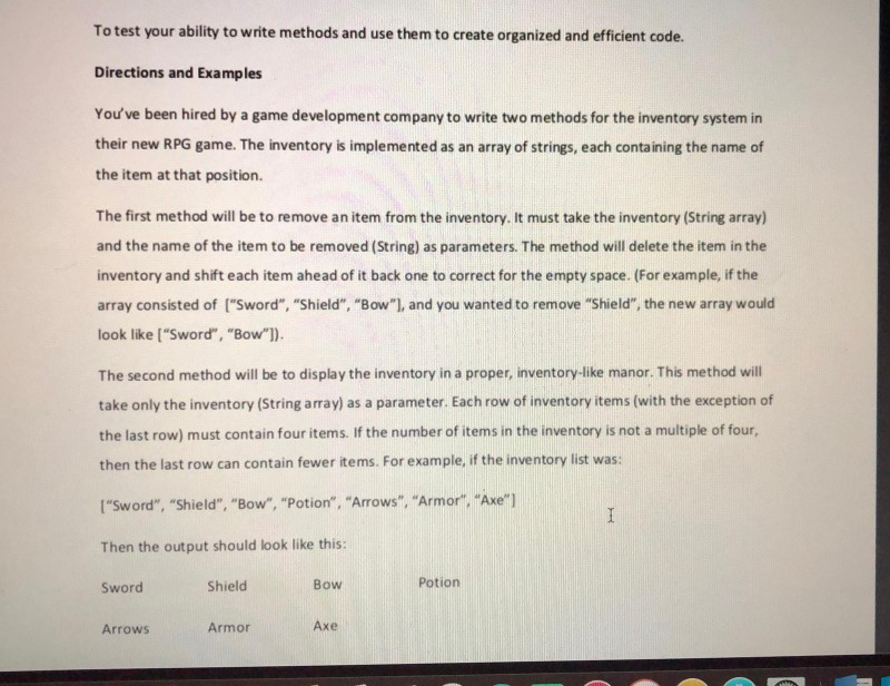 please answer this question by using the java programming language To test