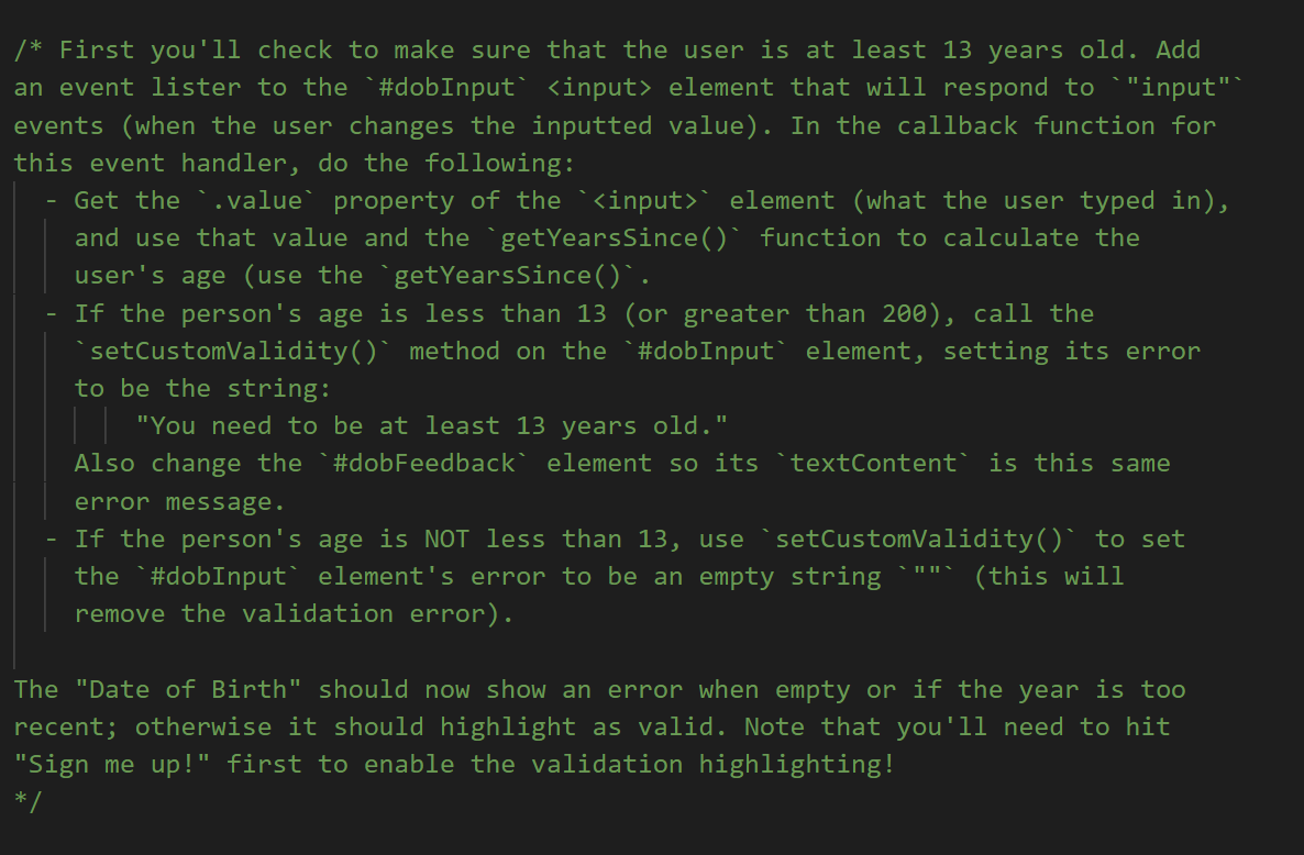 Please help me with the Javascript!!!! /* First you'll check to make
