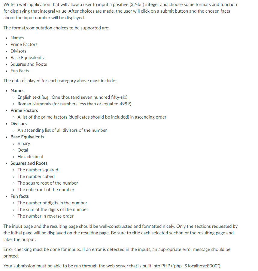 PHP assignemnt help Write a web application that will allow a user