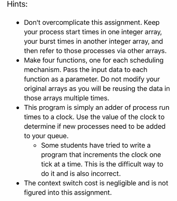 you will be writing a program that reads a list of process
