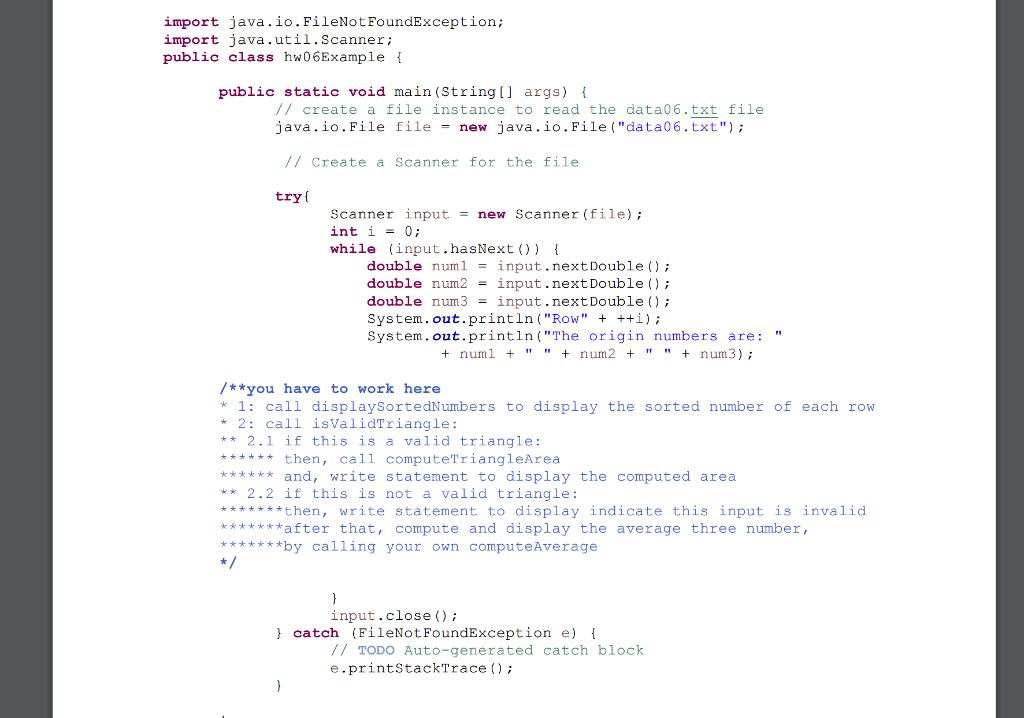 of data. Each row is three numbers as three side lengths of