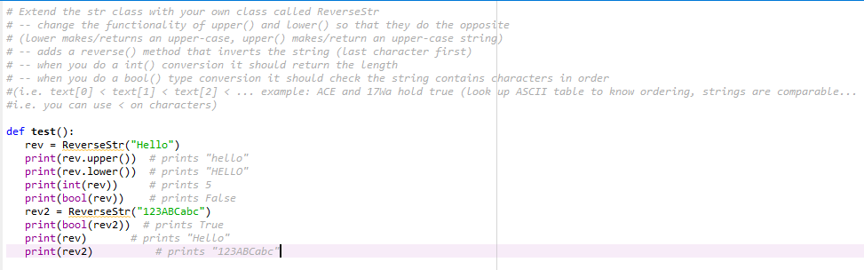 solve in python 3 # Extend the str class with your own