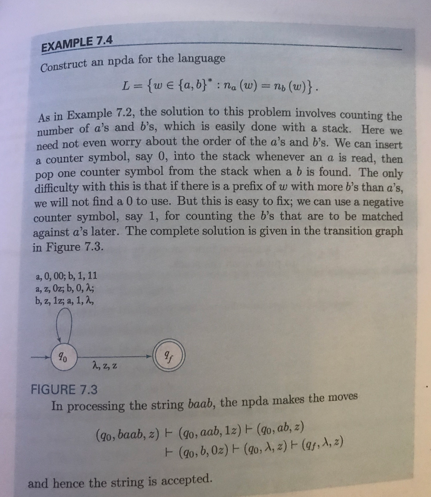 Using the example below, show the stack operations for: 1. aaabbb 2.