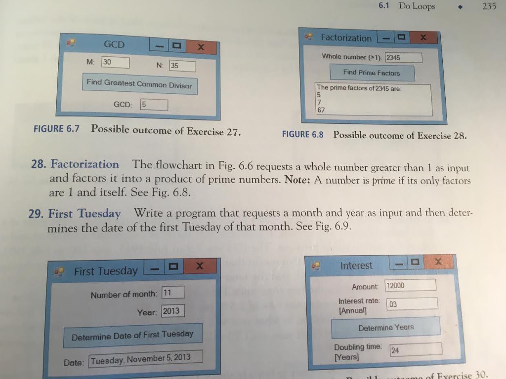 Visual Basic Factoring problem 6.1 Do Loops 235 Factorization L- GCD