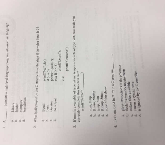  Only the answer please A ___ translate a high-level language program