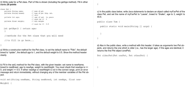  I need part c and D answered for my Java class