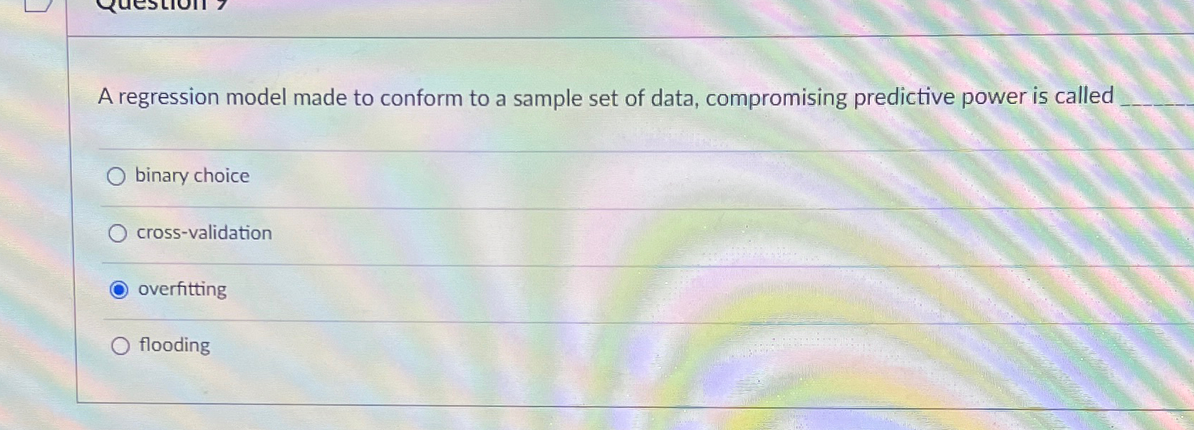  A regression model made to conform to a sample set of