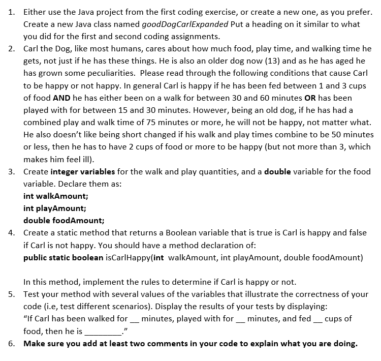  1. Either use the Java project from the first coding exercise,