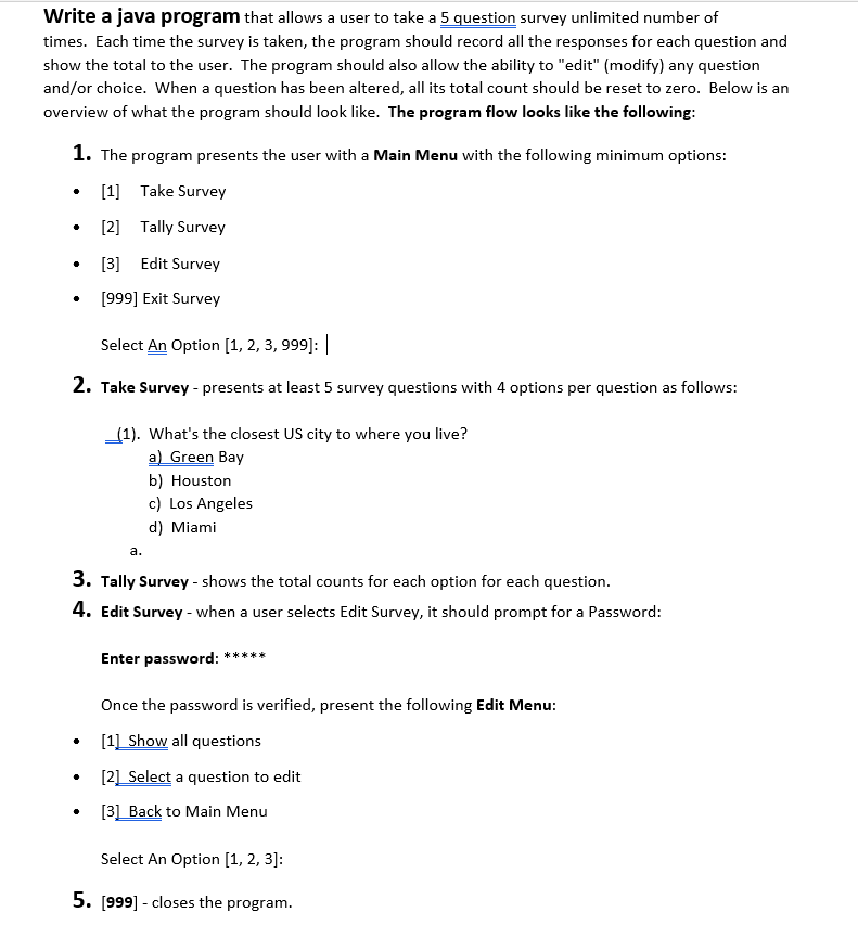  Write a java program that allows a user to take a