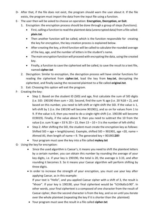 that performs customized Caesar encryption/decryption, as follows: A- The program should have