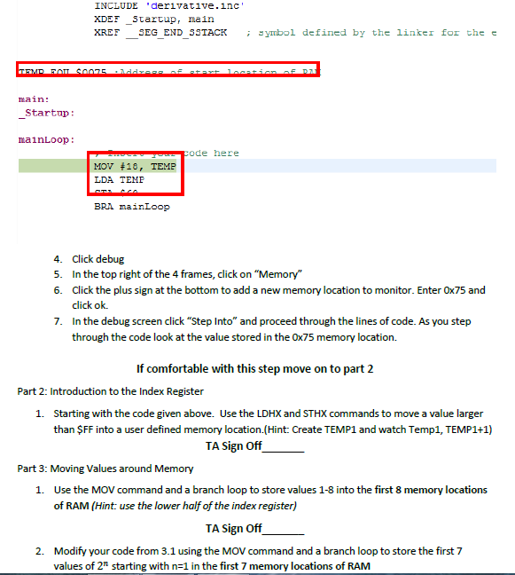 2 and 3. Thanks Lab #3: Memory and Variables Lab Description: This
