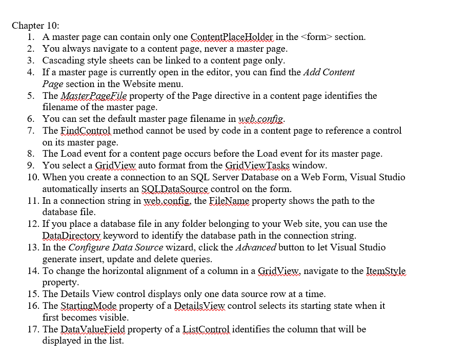 True or False? If false why? A master page can contain only