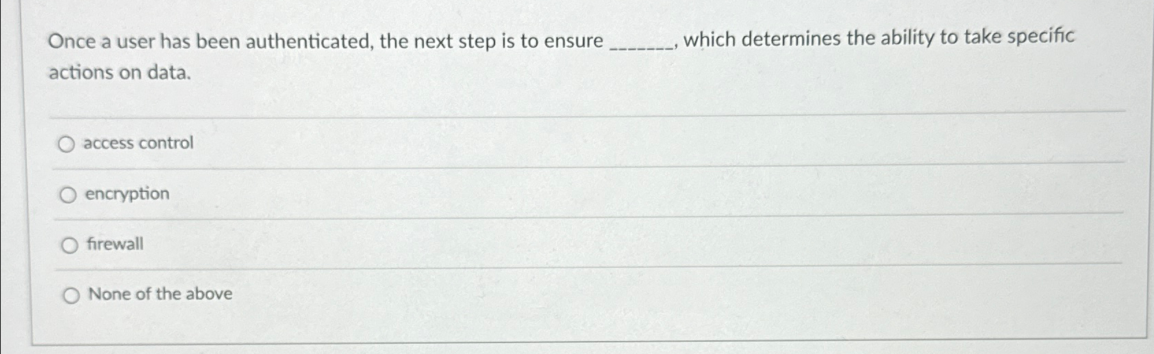  Once a user has been authenticated, the next step is to