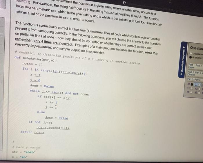  mines the position in a given string where another string occurs