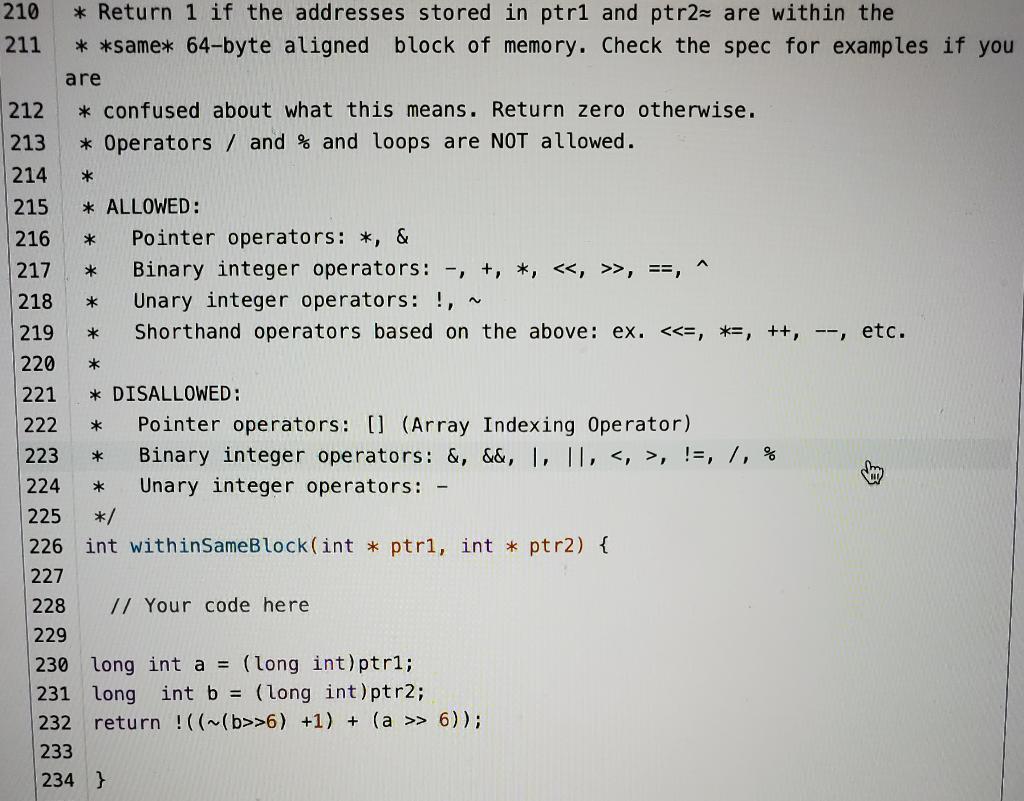 Please explain the codes in each line (226-232). Pointer Lab in C