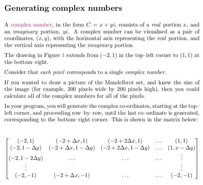  Generating complex numbers A complex number, in the form C-yi, consists