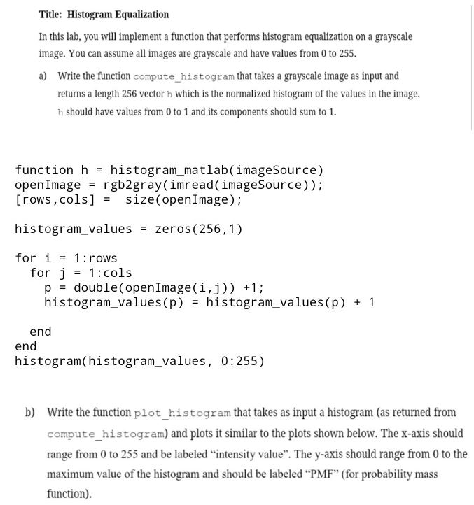  Using part a) and b), write MATLAB code for part c)