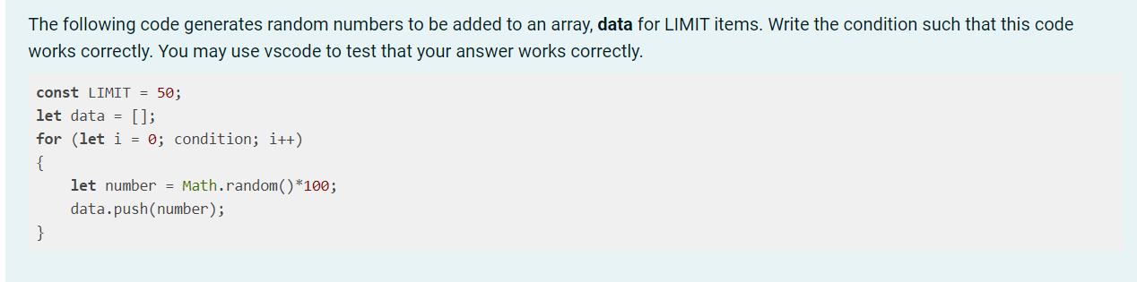 Please solve it using visual studio code The following code generates random