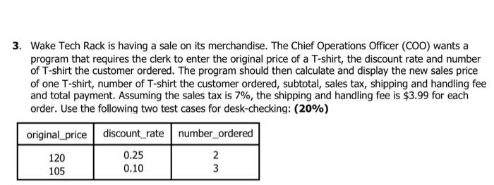 IOP chart and coding 3. Wake Tech Rack is having a sale