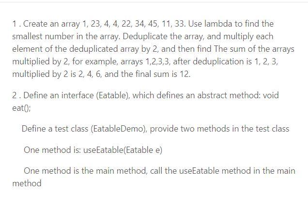 Help me out with this in Java: 1. Create an array 1,