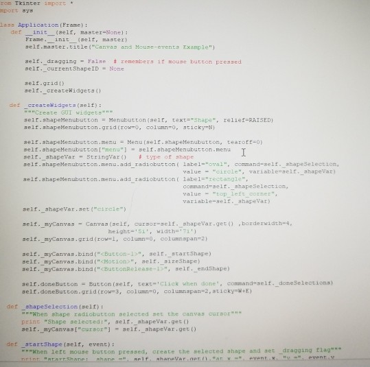 option to the Shape" menu in the CanvasTest py program. Use the